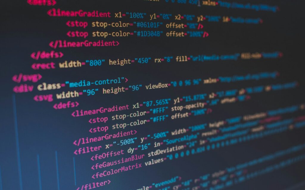 HTML-Code auf einem Bildschirm zur Anleitung Google Fonts lokal einbinden